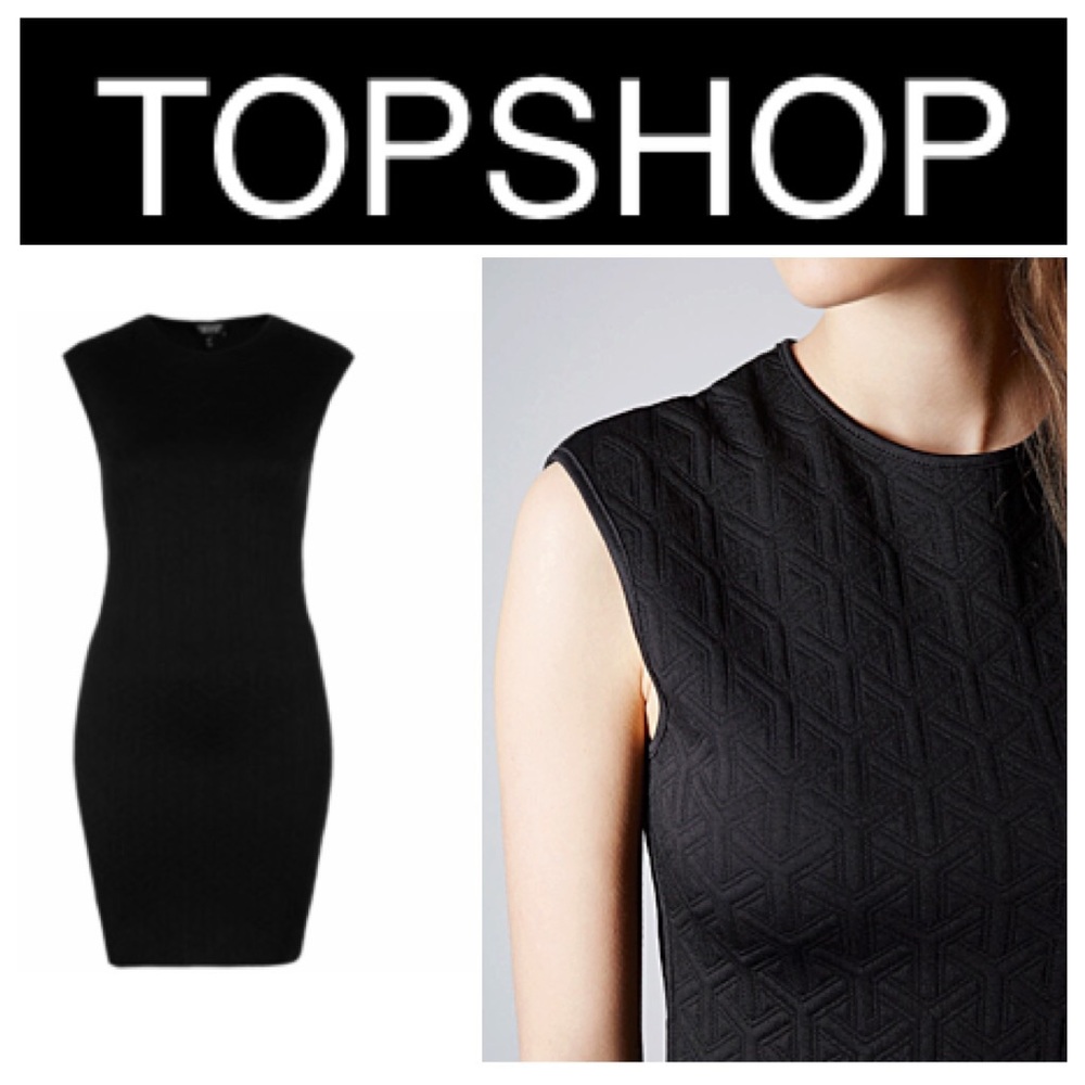 COPY - TOPSHOP black sexy bodycon dress quilted p…